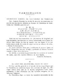 Inscripción inédita de Santibáñez de Vidriales