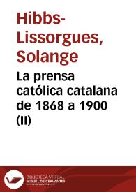 La prensa católica catalana de 1868 a 1900 (II)