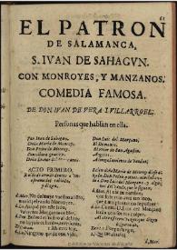 El patron de Salamanca, S. Iuan de Sahagun, con Monroyes y Manzanos