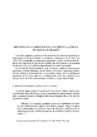 Historia de la Orden de San Agustín en la época de Fray Luis de León