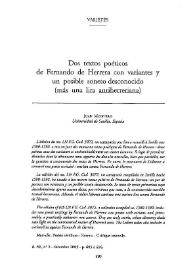 Dos textos poéticos de Fernando de Herrera con variantes y un posible soneto semidesconocido (más una lira antiherreriana)