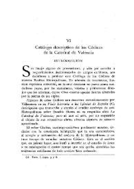 Catálogo descriptivo de los códices de la Catedral de Valencia
