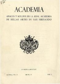 Academia : Boletín de la Real Academia de Bellas Artes de San Fernando. Primer semestre 1954. Número 3. Preliminares e índice