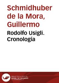 Rodolfo Usigli. Cronología