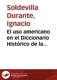 El uso americano en el Diccionario Histórico de la Lengua Española (Tomo I)