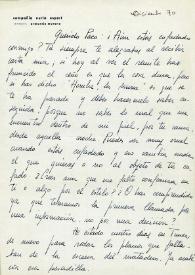 Carta de Nuria Espert a Francisco Rabal. Diciembre de 1970