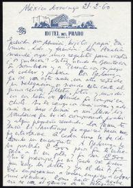 Carta de Francisco Rabal a su familia. México, 21 de febrero de 1960