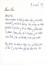 Tarjeta de Marcos Ana a Francisco Rabal. 9 de noviembre de 1994