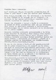 Carta de Marcos Ana a Francisco Rabal y Asunción Balaguer