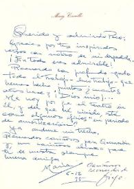 Carta de Mary Carrillo a Francisco Rabal. 6 de diciembre de 1995