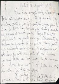 Carta de Francisco Rabal para Asunción Balaguer. Madrid, 5 de agosto de 1949