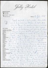Carta de Francisco Rabal a su familia. Palermo, 12 de julio de 1978