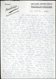 Carta de Francisco Rabal a Asunción Balaguer. 18 de octubre de 1950