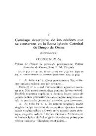 Catálogo descriptivo de los códices que se conservan en la Santa Iglesia Catedral de Burgo de Osma. (Conclusión)