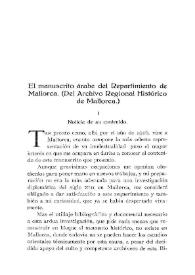 El manuscrito árabe del Repartimiento de Mallorca del Archivo Regional Histórico de Mallorca