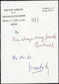 Tarjeta de Luis Buñuel y Fernando Rey a Francisco Rabal. 1963