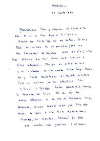 Carta de Carmen Laforet a Francisco Rabal y Asunción Balaguer. Santander, 20 de agosto de 1980