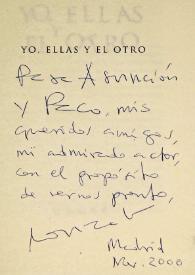 Dedicatoria de Gonzalo Suárez en un ejemplar de su libro 