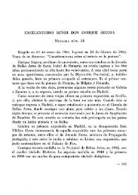 Academicorum Curricula. Excmo. Sr. D. Enrique Segura