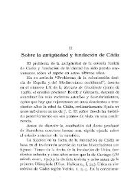 Sobre la antigüedad y fundación de Cádiz