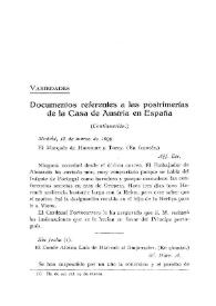 Documentos referentes a las postrimerías de la Casa de Austria en España [1699] (Continuación)