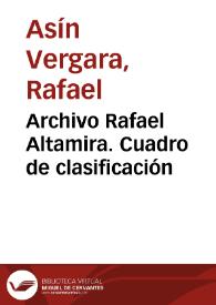Archivo Rafael Altamira. Cuadro de clasificación