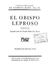 Obras Completas de Gabriel Miró. Vol. 11. El obispo leproso : novela
