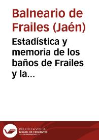 Estadística y memoria de los baños de Frailes y la Ribera, año de 1883