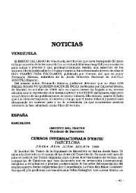 Boletín Iberoamericano de Teatro para la Infancia y la Juventud, núm. 45 (mayo-agosto 1989). Noticias