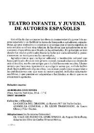 Boletín Iberoamericano de Teatro para la Infancia y la Juventud, núm. 51 (mayo-agosto 1991). Teatro infantil y juvenil de autores españoles (continuación)