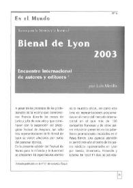 Teatro para la Infancia y la Juventud. Bienal de Lyon 2003. Encuentro internacional de autores y editores