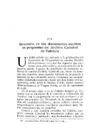 Inventario de los documentos escritos en pergamino del Archivo Catedral de Valencia [I]