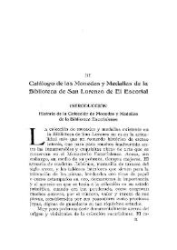 Catálogo de las monedas y medallas de la Biblioteca de San Lorenzo de El Escorial [I]
