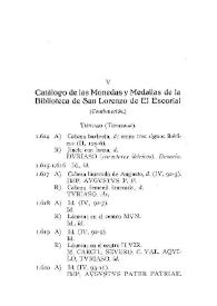 Catálogo de las monedas y medallas de la Biblioteca de San Lorenzo de El Escorial [IV]