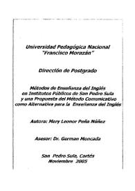 Métodos de enseñanza del inglés en institutos públicos de San Pedro Sula y una propuesta del método comunicativo como alternativa para la enseñanza del inglés