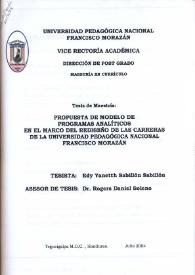 Propuesta de modelo de programas analíticos en el marco del rediseño de las carreras de la Universidad Pedagógica Nacional Francisco Morazán