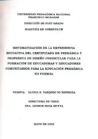 Sistematización de la experiencia educativa del certificado de prebásica y propuesta de diseño curricular para la formación de educadoras y educadores comunitarios para la educación prebásica no formal