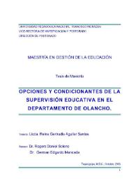 Opciones y condicionantes de la supervisión educativa en el Departamento de Olancho