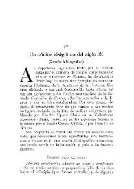 Un códice visigótico del siglo IX (Reseña bibliográfica)