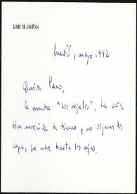 Tarjeta de Jaime de Armiñán a Francisco Rabal. Madrid, mayo de 1992