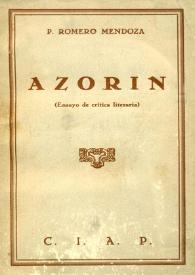 Azorín: (ensayo de crítica literaria)