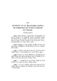 Inventario de los documentos escritos en pergaminos del Archivo Catedral de Valencia [IX] [Continuación]