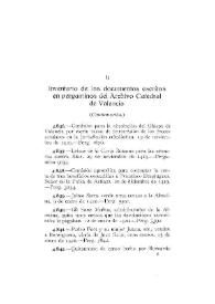 Inventario de los documentos escritos en pergamino del Archivo Catedral de Valencia [X] [Continuación]
