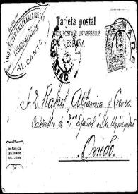 Tarjeta postal de alumnos de Historia a Rafael Altamira. Madrid, [2 de febrero de 190-?]