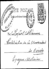 Tarjeta postal de [Wil] a Rafael Altamira. [Bordeaux] 14 de octubre de 1901
