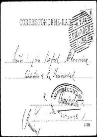 Tarjeta postal de A. [Farinchi?] a Rafael Altamira. [Austria], 20 de julio de 1902
