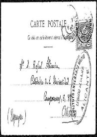 Tarjeta postal de E. Mérimée a Rafael Altamira. [Garona, 1903?]