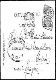 Tarjeta postal de D. R. a Rafael Altamira. Bolonia, 2 de junio de 1903
