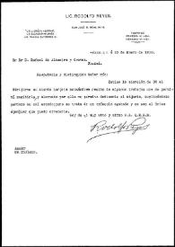 Carta de Rodolfo Reyes a Rafael Altamira. México, 20 de enero de 1910