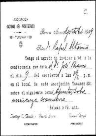 Carta de Manuel Derqui, Santiago V. Morello y Ricardo Levene. Buenos Aires, 6 de agosto